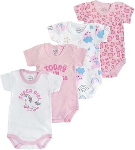 Chicco, 4 Body à Manches Courtes en Coton Léger, Sous-vêtements Bébé 0-24 Mois, Designed in Italy