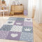 TT Home Kinderzimmerteppich Teppich Junge Mädchen Kinderteppich Baby Herzen Pastell, Farbe:Grau Beige Lila, Größe:80x150 cm