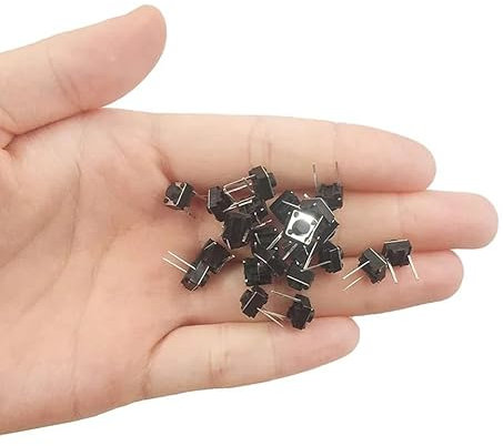 DUTTY Tactile switch key press switch, 6 * 6 * 5MM, horizontal, 3.5mm long, 2 pins, 50 SPST button switches for Breadboard Arduino PCB electronic circuit board
