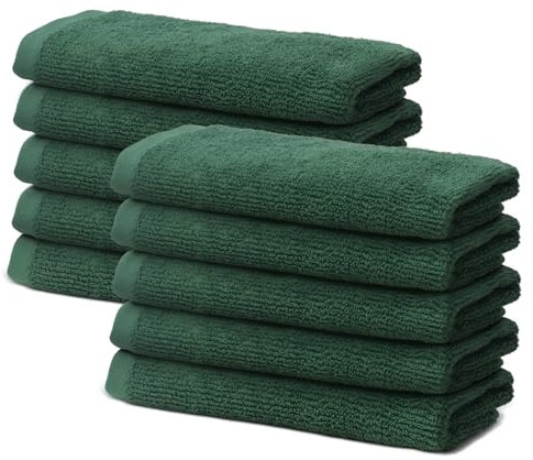 10 er Set Gästehandtücher 30x50cm | Frottee Weich & Flauschig | 100% Baumwolle | Kleine Frottier Handtücher für Gäste | Oeko-Tex | 500g/m² | Ôhm | Grün