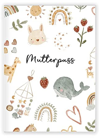 Mutterpasshülle | Schutzhülle für den deutschen Mutterpass | Geschenkidee zur Schwangerschaft (ohne Personalisierung, Boho Tiere)
