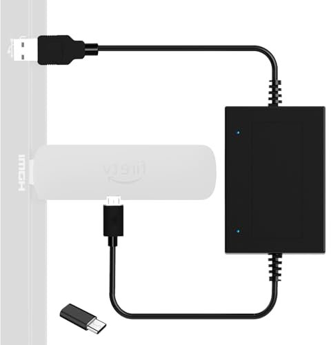 Cable de alimentación USB compatible con Fire TV Stick 4K Max, Chromecast, Power Streaming Player y otros dispositivos de TV Micro/USB C (elimina el cableado desordenado y la necesidad de adaptador de