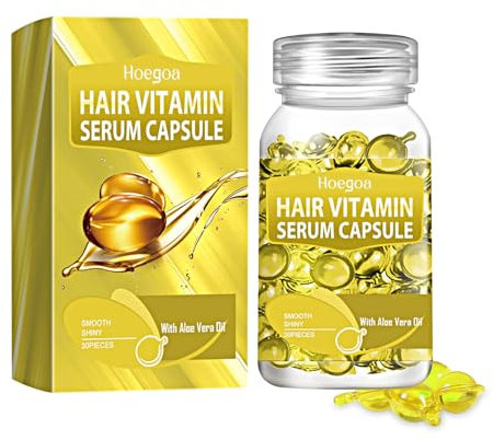 Hair Treatment Serum, Hair Vitamine Serum Capsule, arricchito con olio di argan e avocado marocchino, ricco di vitamine A, C, E e Pro B5, nessun risciacquo necessario, adatto a tutti i tipi di(oro)
