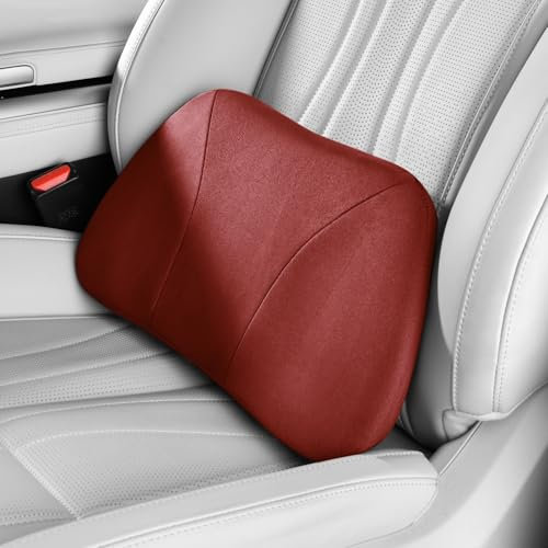 POKSRI cojin Lumbar Silla Oficina/para Coche,Cojín para Aliviar el Dolor de Espalda,se Ajusta Cómodamente a la Cintura,Espuma con Memoria,Tejido de Ante Suave al Tacto,Mejora Postura,Portátil,39x22cm