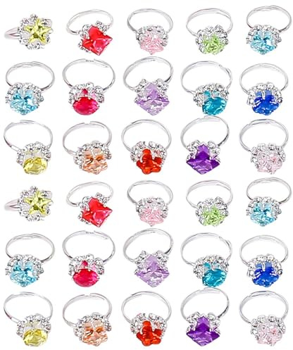 GTYHH 30Bague Diamants De Couleur Imitation Cristal, Bagues De Fête Réglables