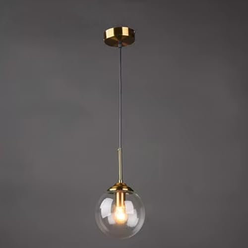 Kikioo Lustre moderne en métal de luxe nordique créatif transparent/fumé gris/ambre boule de verre lampe suspendue cluster e14 îlot de cuisine salon salle à manger chevet simple lampe suspendue