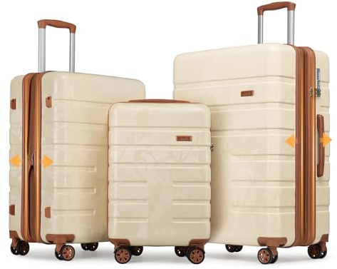 Sea choice Set Valise 3 de Voyage Extensible Rigide RPO Trolley Set de Valises Camouflage Serrure TSA Rulettes 360° Poignée Télescopique M/L/XL