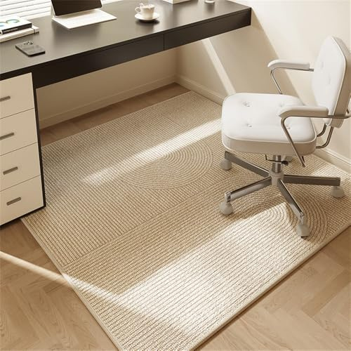 Odot Alfombra para Silla de Escritorio Cuadrada,Alfombra Protectora Suelo Silla Ruedas Antideslizante Gaming,Tapete de Protección de Oficina,para Parqué Suelos Duros (Impresión de Lino,140x140cm)