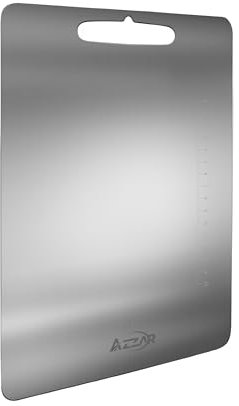 AZZAR - Tagliere In Acciaio Inox Alimentare, Tagliere da Cucina Inossidabile con righello stampato fino a 15 cm, Resistente ed Igienico, Acciaio Inox 304