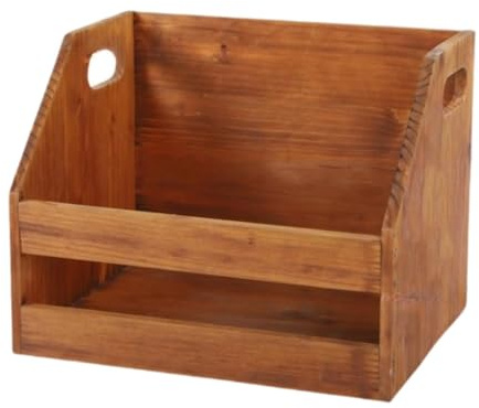 MagiDeal Caja de madera para discos de vinilo, organizador de escritorio, estilo rústico, cubo de almacenamiento para escritorio