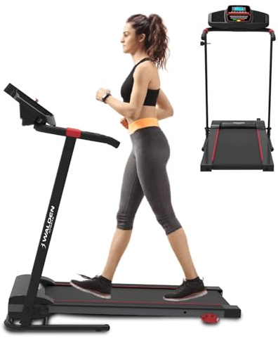 Walden Sports Folding Electric Treadmill with Handle - Foldable Under Desk Walking Pad for Home & Office - Portable Running Machine with Remote Control & LCD Screen - 1-10km/h (F3680GB)
