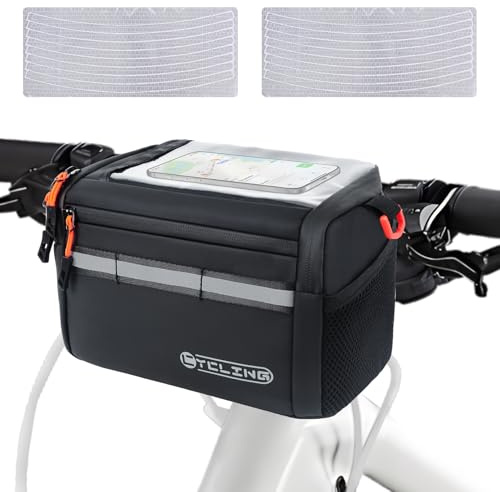 COYBTO Borsa Manubrio Bici, 5L Borsa da Manubrio per Bicicletta con Tracolla Regolabile, Schermo Touch, Termica e Impermeabile, Accessori Bici per MTB, Bici da Corsa, e-Bike