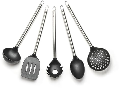 Excelsa Classic Set Utensili da Cucina, Nylon, Nero, 5 Unità