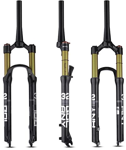 BOLANY Fahrrad-Federgabel, MTB-Fahrrad, Magnesium-Legierung, Federgabel vorne 66/27,5/29 Zoll, 120 mm, gerader Lenker und konische Lenkrad-Luftgabel (manuelle Verriegelung – Fernverriegelung)