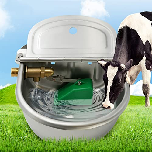 BREUAILY Schwimmer-Tränkebecken aus Edelstahl Automatischer Trinknapf mit Schwimmerventil für Rinder Pferde Ziegen Schaf Trinker Tierhaltung Werkzeug