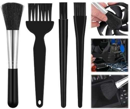 Vesaneae 4 Pièces Pinceaux Antistatiques, Kit de Brosse de Nettoyage, Kit de Brosses à Clavier, Brosse à Poussière PC, Pinceaux de Dépoussiérage pour Ordinateurs, Claviers, Caméras,Téléphone Portable