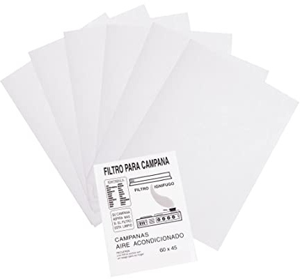 Filtro Universal para Campana Extractora - 60x45cm | Apto para Todas Marcas y Modelos | Fácil Instalación | Alta Durabilidad | Pack 6 Unidades, Filtro de Grasa y Aire