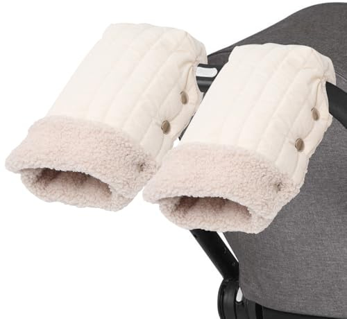 Gobesty Manicotto per carrozzina, scaldamani per passeggino, guanti in pile, impermeabili, antigelo, extra spessi, caldi, invernali, taglia universale, per carrozzina, passeggino, bicicletta,