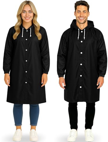 REDSTAR Poncho Pluie Imperméable Femme et Homme avec Capuche - 2 pièces, Veste longue waterproof à boutons pour adulte, Poncho de pluie long pour adulte, Pliable, Pour festival, randonnée, vélo