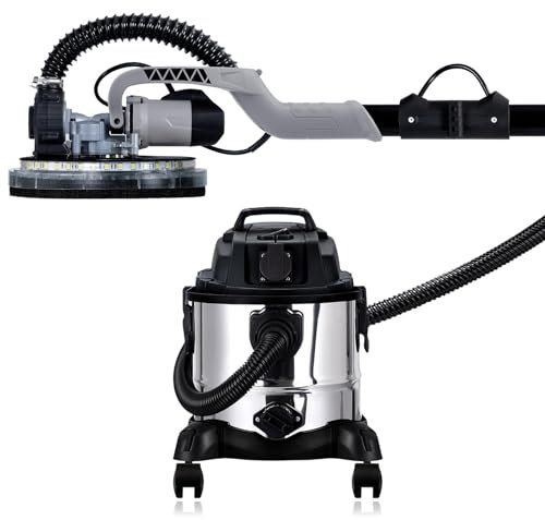 Werku, WK403070+WK402010, Lijadora Circular Paredes-Techos, 750 W, 225 mm, Luz LED + Aspirador Seco-Húmedo, 1200 W, 20 L, Sincronización Herramientas Eléctricas 2000 W, Filtro HEPA, Filtro Esponja