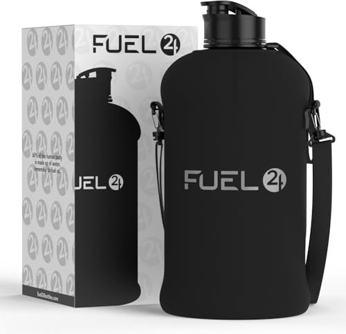 Fuel24 Krug mit isolierter Hülle und abnehmbarem Schultergurt, 2,2 Liter Wasserflasche, extra starkes Material, sturzsicher, Pop- oder Strohhalmdeckel, 2,2 l große Sportflasche, BPA-frei (Pop-Cap,