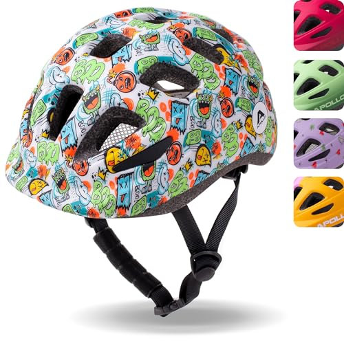 Apollo Kinder Fahrradhelm, Helm für Kinder & Jugendliche, Multisport Helm, Fahrradhelm Mädchen, Fahrradhelm Jungen, Kinderhelm ab 3 Jahre, Verstellbarer Kinder-Helm, ab Größe 48, für Fahrrad & Roller