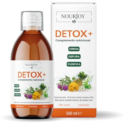 Detox Drenante y Diureticos Retencion de Liquidos Anticelulitico Potente Rapido y Efectivo Mujer 100% natural concentrado vegano con Cardo Mariano y Aloe