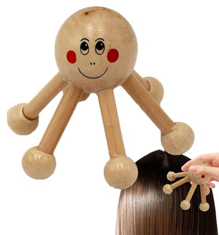 Masajeador de cuerpo de madera, herramienta de masaje de madera,Herramienta de masaje de cabeza con forma de araña de seis patas | Herramienta de relajación manual, masajeador portátil para cintura,