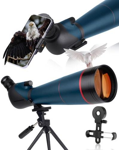 25-75x100 HD Spektiv Sportschützen mit Stativ- und Smartphone-Adapter, Zoom Bak4 Prism FMC Lens 45-Grad-abgewinkelte Teleskop für Vogelbeobachtung Wildlife Scenery Jagd Wildtiere Stargazing (100B)