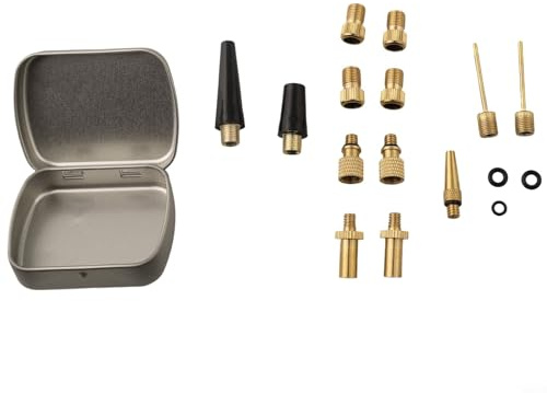 Besttoolifes Kit de 17 adaptateurs de valve de pompe à vélo pour vélo, football, matelas gonflable, basket-ball, adaptateurs de valve en métal et plastique avec boîte de rangement, compatible avec