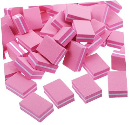 HEALEEP 50 Piezas Bloque Pulidor de Uñas Rosa Mini Esponja Pulidora para Uñas Acrílicas Limas Pulidoras para Manicura Profesional y Uso en Casa Herramientas para Alisar y Pulir y Postizas