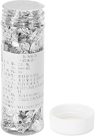 mingzhe Flocons de Feuille d'argent 23g, Flocons de Feuilles Décoratifs Non Comestibles pour L'artisanat, Gâteau, Chocolat, Décor Artistique avec Boîte Rangement en Plastique R