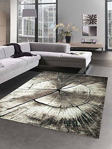 CARPETIA Teppich Wohnzimmerteppich Kurzflor Baumstamm Holz Optik braun Größe 200 x 290 cm