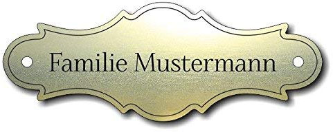 Türschild, Briefkastenschild, Klingelschild, 70-300-011 Acryl, Oberfläche gold gebürstet oder Edelstahl gebürstet, individuell anpassbar