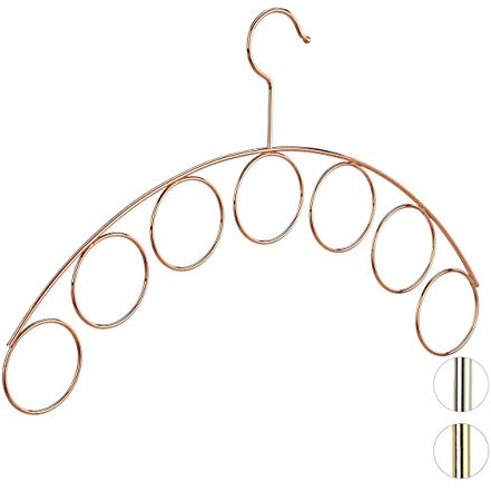Relaxdays 5 x Percha Ropa y Accesorios, Set 5 Unidades, Organizador pañuelos, Metal, 24,5 x 40,5 x 0,3 cm, Cobre