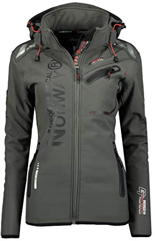 Geographical Norway Regnjacka med softshell-funktion för kvinnor, utomhus, sport, grå/Svart, L