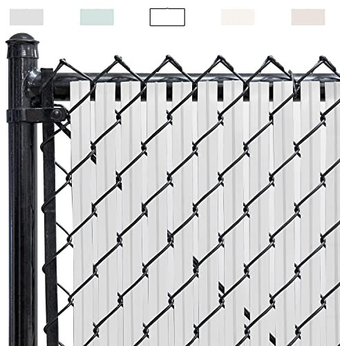 Chain-Link Fence Blade Slats with Bottom Lock (6-ft, White)