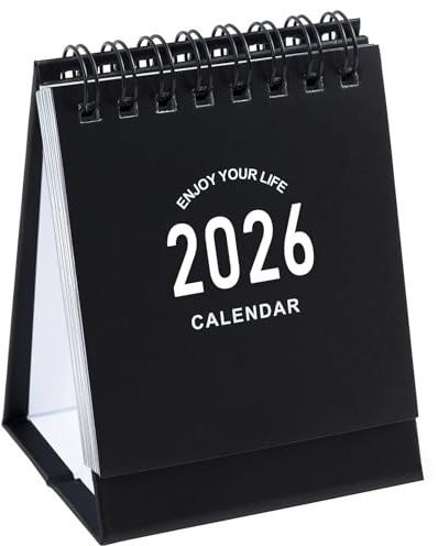 Mini Desk Calendar 2027-2028 - Use January 2027 to June 2028, Small Standing Desk Calendars with Stickers for Home Office School, 250gsm Thick Paper (Mini Black)