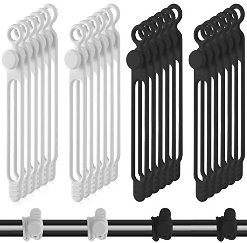 40 Silikon Kabelbinder Wiederverwendbar Verstellbar Magnet Mehrzweck Ladekabel Organizer zur Kabeln Befestigung Kabelmanagement (Schwarz, Weiß)