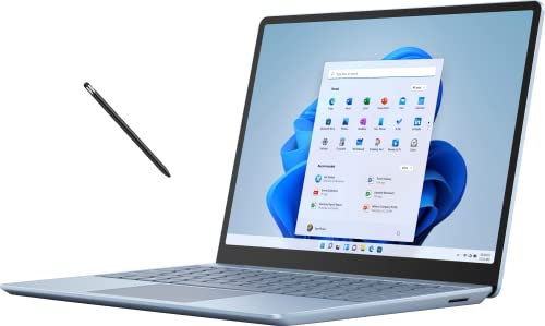 Microsoft Surface Laptop Go 2 12,4 Zoll Touchscreen, Intel UHD Grafik, Intel i5-1135G7, 4GB RAM, 64GB eMMC Flash Speicher, Eisblau, mit MTC Stylus Pen