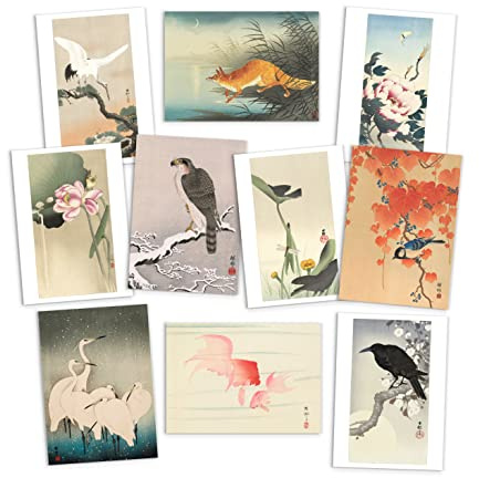 Strand Clothing Japanese Ukiyo-e Art Postcards Set of 10 - Postcard Pack Woodblock Print Cards Ohara Shoson
