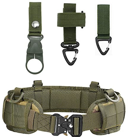 Taktischer Gürtel für Herren, Metallschnalle, 3,8 cm, Nylon, mit CQB/Rigger's Heavy Duty Gürtelpolster und 3 MOLLE-Riemen (Waldland)
