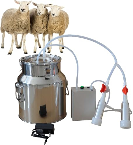 14L Electric Milking Machine, Witriolik Goat Milking Machine, Farms Goat Sheep Hand Vacuum Pump with Stainless Steel Milk Bucket, Milking Kit Automatic Stop Equipment for Sheep Livestock Home Farm