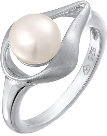 Anillo de mujer con perla de agua dulce blanca (4 mm), hecho a mano, de plata de ley 925, para mujer, talla 52-58, Perla