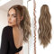 FESHFEN Coleta Postiza Larga con Pinza, Ondulada Cola de Caballo Extensión 50 cm Clip de Garra en Extensión Ondulado Extensiones de Cabello Sintética para Mujeres Castaño Claro & Rubio