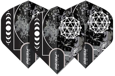 WINMAU Dart flyg - Prism Delta Callisto Extra tjock 100 Mikron - 1 Set per förpackning (3 dart Flygningar totalt) - Professionella darttillbehör - Svart och grått Dartflyg