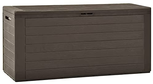 Gecheer Scatola di immagazzinaggio da giardino, marrone, 116 x 44 x 55 cm, contenitore di immagazzinaggio per attrezzi da giardino, contenitore per cuscini per balcone, piscina, terrazza