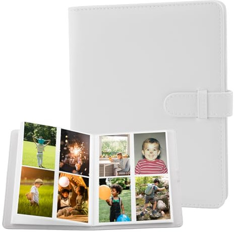 128 Taschen Fotoalbum,Mini Fotoalbum für 2x3 Inch Film,Mini Album Wasserdichtes mit 50 Kartenschutzfolie für Mini 12/11 /9 Sofortbilddrucker 3 Zoll Fotopapier Hi-Print Bilder (weiß)