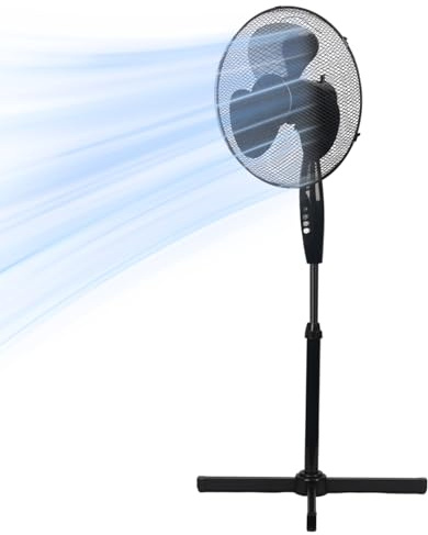 Yesuitme Pedestal Fan, 16 inch Cooling Fans Standing Fan with 3 Speed Setting Adjustable Height Tilt Angle for Living Room Bedroom Home FS40-3 (Black)
