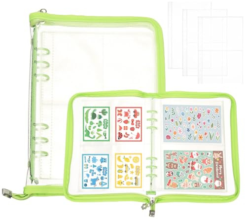 PATIKIL Sticker Organizer Binder, Reusable A5 Sticker Album Collecting Book Glitter Cover Zipper Binder with 180 Pocket, Green